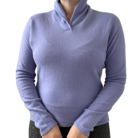 Vintage Valerie Stevens Lavender Purple 100% Cashmere 2-Ply Cowl Neck Sweater - Picture 2 of 6